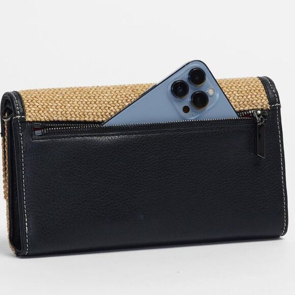 EUC Hammitt AJ Crossbody Clutch Chaparral Raffia/Gunmetal - Picture 5 of 12